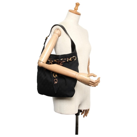Gucci Positano Scarf GG Monogram Hobo Black Bag - Picture 13 of 13